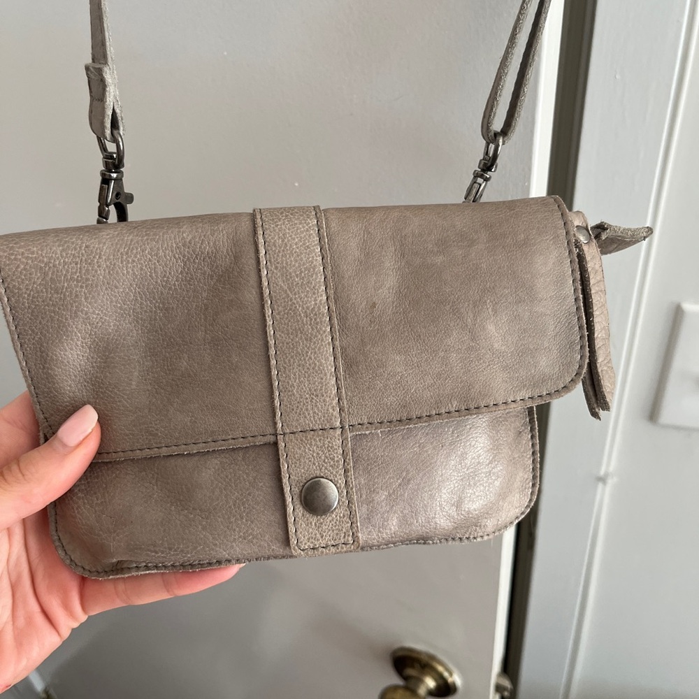 latico Gray Leather Crossbody with Snap Front